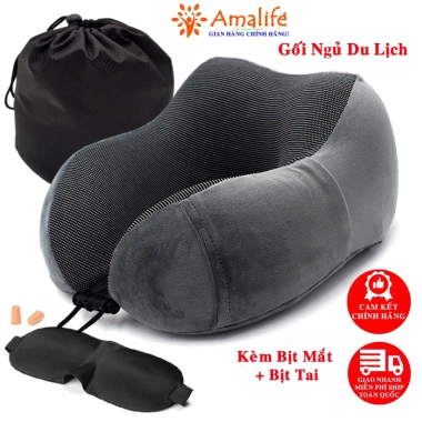 Gối Ngủ Văn Phòng Chữ U Ama02 Memory Foam Bịt Mắt Bịt Tai - Chống Mỏi, 100k