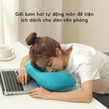 Gối ngủ văn phòng chữ U bơm hơi - Kê cổ giảm đau vai gáy, gấp gọn tiện lợi 41k