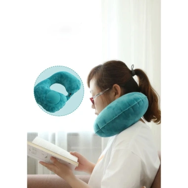 Gối ngủ văn phòng chữ U bơm hơi - Kê cổ giảm đau vai gáy, gấp gọn tiện lợi 41k