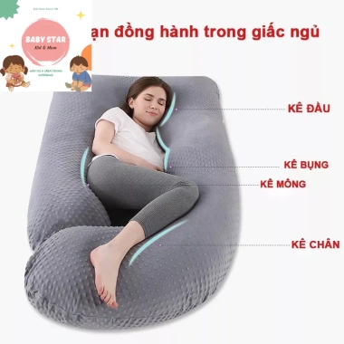 Gối ôm bà bầu chữ U vải nhung hạt nổi 7D massage cao cấp - Giá chỉ 266.000đ