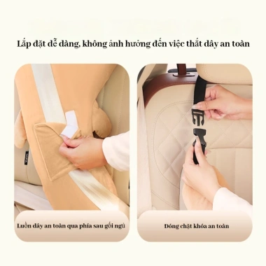 Gối ôm xe ô tô trẻ em dây đai an toàn, hỗ trợ cổ, chống bóp gối người lớn - 139k 2
