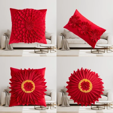 Gối Sofa Hoa Cúc Đỏ Đô 45x45 cm - Phòng Khách & Khách Sạn - KENHOME - 241.000₫ 2