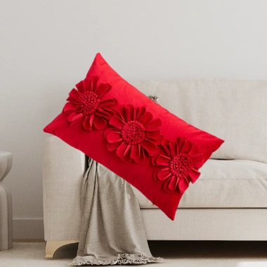 Gối Sofa Hoa Cúc Đỏ Đô 45x45 cm - Phòng Khách & Khách Sạn - KENHOME - 241.000₫ 5