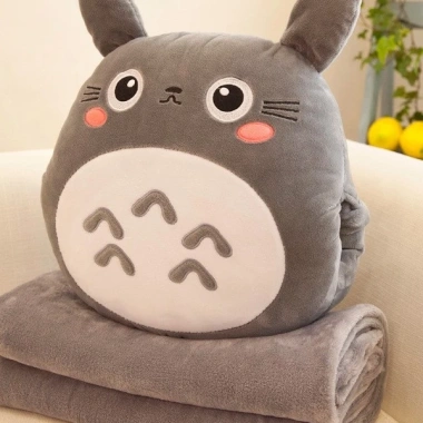 Gối Totoro xám kèm chăn mền - Văn phòng, du lịch, nội trú, giảm còn 45.000 VND 2