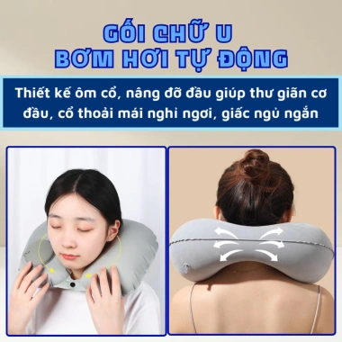 Gối tự động bơm hơi nút bơm tiện lợi, gập gọn nhẹ, mang theo dễ dàng - Giá 39.000đ