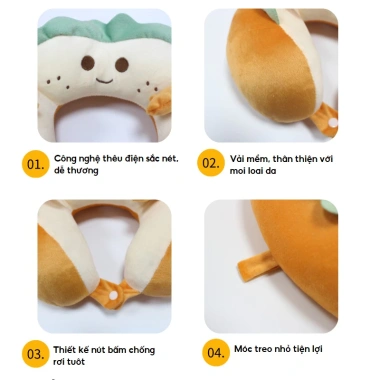 Gối tựa chữ U tiện dụng du lịch, nghỉ trưa, dễ tháo rời, hình dễ thương - 75.000 VND