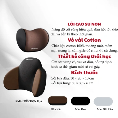 Gối Tựa Đầu & Kê Lưng Ô Tô - Cao Su Non Chống Mỏi Lưng Vai Gáy - 93.000đ 2