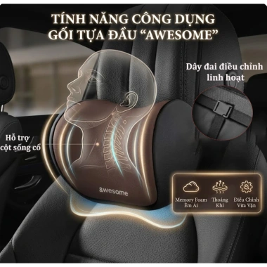 Gối Tựa Đầu & Kê Lưng Ô Tô - Cao Su Non Chống Mỏi Lưng Vai Gáy - 93.000đ 3