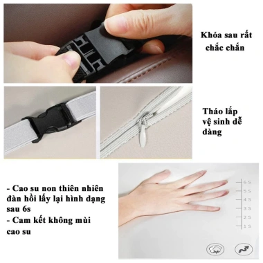 Gối tựa đầu ô tô chữ U cao su non đúc nguyên khối bọc da cao cấp - LT00T60