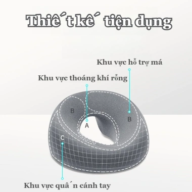 Gối úp mặt công thái học Memory Foam thoáng khí - Massage mặt & cổ toàn diện