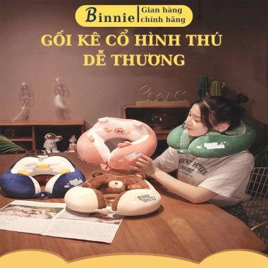 Gối văn phòng kê cổ chữ U hình thú BINNIECUTE 30x30cm - Giảm đau cổ vai gáy 2
