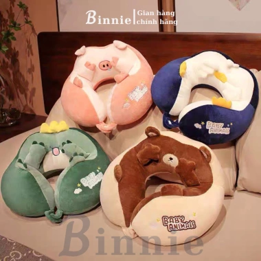 Gối văn phòng kê cổ chữ U hình thú BINNIECUTE 30x30cm - Giảm đau cổ vai gáy 3