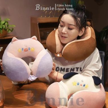 Gối văn phòng kê cổ chữ U hình thú BINNIECUTE 30x30cm - Giảm đau cổ vai gáy 4