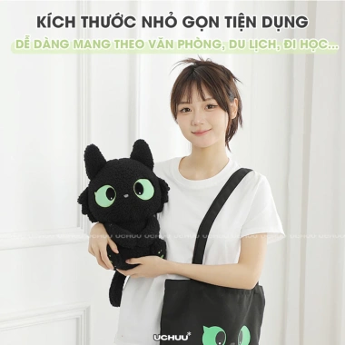 Gối Văn Phòng UCHUU Mèo Đen Đa Năng: Kê Cổ Hạt Xốp, Bịt Mắt Ngủ, Mũ Trùm Đầu Du Lịch - Giá Ưu Đãi 121k 6
