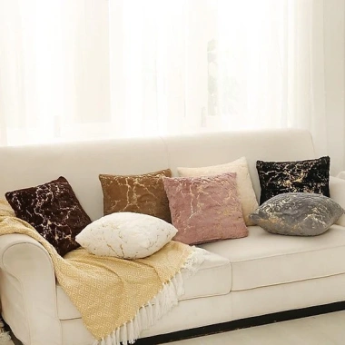 Gối vuông 45x45 lông nhung vân đá cẩm thạch - gối ôm, tựa lưng, chỉ 15.500đ