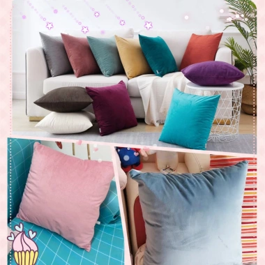 Gối vuông 45x45cm vải nhung – Tựa sofa, ôm lưng văn phòng, trang trí cafe, 23.900₫ 5