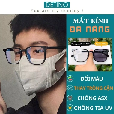 Gọng kính nam nữ cao cấp Hàn Quốc K4, mắt kính mát đổi màu, chống UV và ánh sáng xanh, cận 0° gọng to