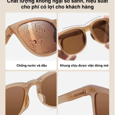Gọng kính thời trang gấp gọn kim loại - hộp da cao, chống bụi UV, giá 32.000đ 5