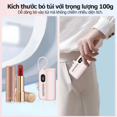 Goojodoq Mini Power Bank 5.000mAh Type‑C và Lightning, giao diện kép, màn hình LED, giá 129.000đ 7 Goojodoq Mini Power Bank 5.000mAh Type‑C và Lightning, giao diện kép, màn hình LED, giá 129.000đ 7