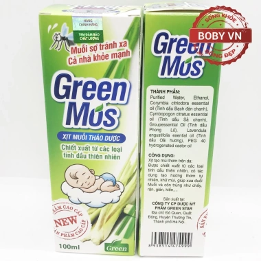 Green Mos Xịt Muỗi Thảo Dược 100ml - An Toàn Cho Trẻ Em Từ 3 Tháng, Giá Ưu Đãi 55.000