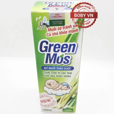 Green Mos Xịt Muỗi Thảo Dược 100ml - An Toàn Cho Trẻ Em Từ 3 Tháng, Giá Ưu Đãi 55.000