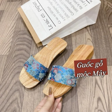 Guốc mộc 3 phân quai gấm HOT trend áo dài lễ tết - Giá ưu đãi 135k Mộc mây