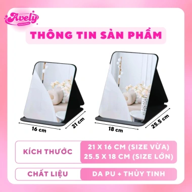 Gương bàn da PU gập gọn, đen sang trọng, tiện cho văn phòng & du lịch - 48.000₫