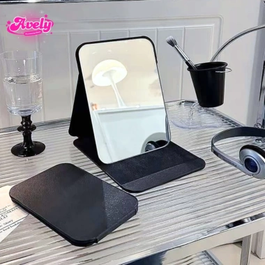 Gương bàn da PU gập gọn, đen sang trọng, tiện cho văn phòng & du lịch - 48.000₫
