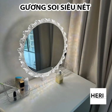 Gương Để Bàn Trang Điểm Hoa LED Cảm Ứng 3 Màu Cao Cấp - Siêu Sang, Giá 425k