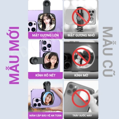 Gương selfie kẹp điện thoại, gương trang điểm tiện lợi, chỉ 29.000₫