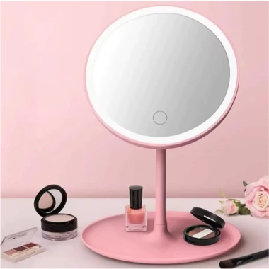 Gương trang điểm để bàn LED với đèn và sạc, ánh sáng 3 màu, giảm giá 63.000 VND