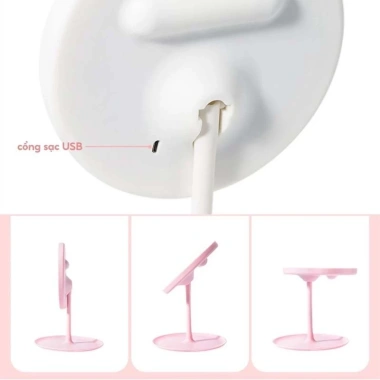 Gương trang điểm để bàn LED với đèn và sạc, ánh sáng 3 màu, giảm giá 63.000 VND