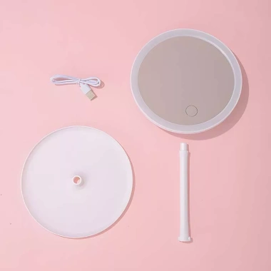 Gương trang điểm để bàn LED với đèn và sạc, ánh sáng 3 màu, giảm giá 63.000 VND