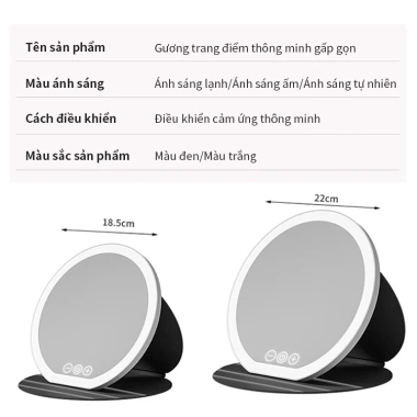 Gương trang điểm LED ICON cảm ứng 3 mức sáng, gập gọn, pin sạc, di động - giá chỉ 175k
