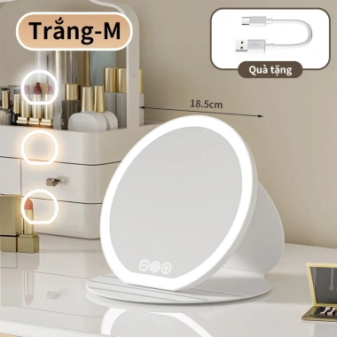 Gương Trang Điểm LED VOVOVA Gấp Gọn Cảm Ứng 3 Chế Độ Sáng Sạc Dùng Nhà Du Lịch
