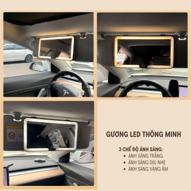 Gương Trang Điểm Ô Tô LED 3 Màu, Chắn Nắng, Sạc USB Đa Năng, Cao Cấp - Giá 125k