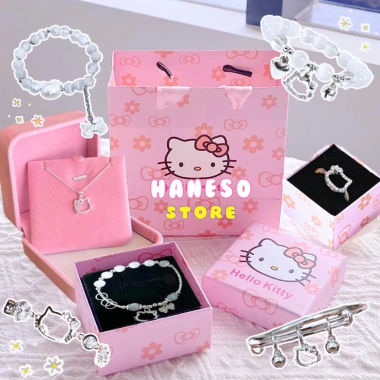 Haneso Set Quà Tặng Hello Kitty - Vòng Cổ, Lắc Tay, Nhẫn Mạ Bạc - Giá 20.000đ - Quà Sinh Nhật & Dịp Lễ cho Bạn Gái