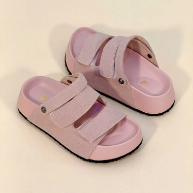Hàng sẵn hoả tốc Sandal mùa hè quai dán hottrend da lộn 4cm cho nữ - Thích hợp đi học, đi biển