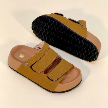 Hàng sẵn hoả tốc Sandal mùa hè quai dán hottrend da lộn 4cm cho nữ - Thích hợp đi học, đi biển