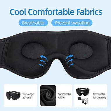 HdoorLink 5.3 Tai Nghe Ngủ Bluetooth Mặt Nạ 3D Đàn Hồi Mềm Mại Thoải Mái Du Lịch