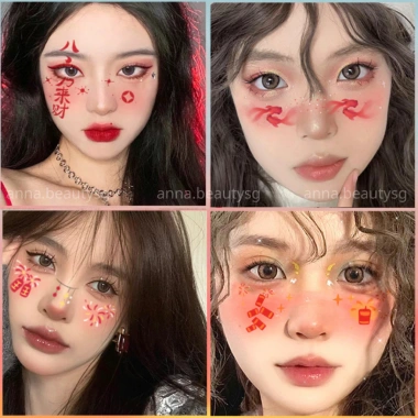 Hình dán trang điểm Tết má ửng hồng, makeup douyin cá tính, xăm tạm thời 39.000đ