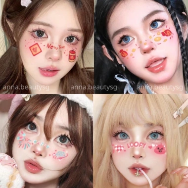 Hình dán trang điểm Tết má ửng hồng, makeup douyin cá tính, xăm tạm thời 39.000đ