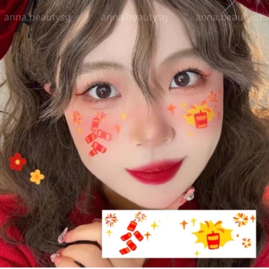 Hình dán trang điểm Tết má ửng hồng, makeup douyin cá tính, xăm tạm thời 39.000đ