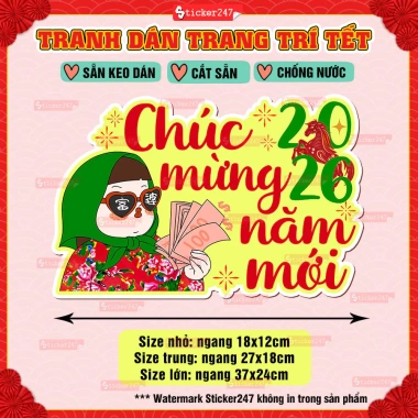 Hình Dán Trang Trí Tết An Nhiên Đoàn Viên Decal 2.026 Bính Ngọ Chúc Mừng Năm Mới 13.500đ 6