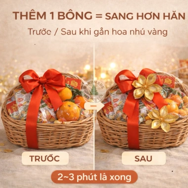Hoa Đào Cánh Kép Nhũ Vàng - Decor Tết Đẹp, Cắm Bình, Gắn Giỏ Quà, Chụp Ảnh, Bàn Thờ - Giá 19.999đ 4