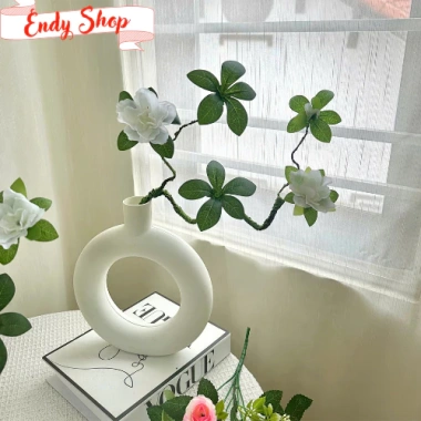 Hoa đỗ quyên giả 68cm - Hoa lụa nhân tạo kèm bình nhựa, trang trí phòng, Endy shop - 71.000₫
