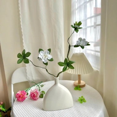 Hoa đỗ quyên giả 68cm - Hoa lụa nhân tạo kèm bình nhựa, trang trí phòng, Endy shop - 71.000₫ 10