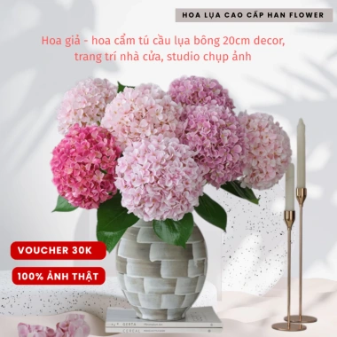 Hoa giả cẩm tú cầu lụa bông 20cm - Trang trí nhà, studio chụp ảnh, giá 76.000đ