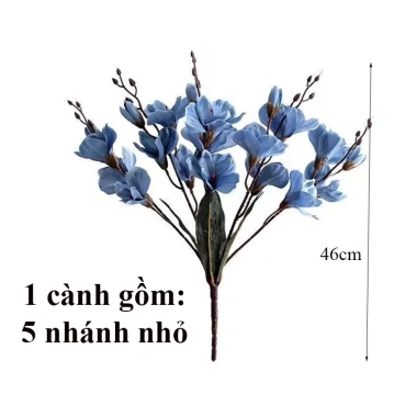 Hoa giả cành lẻ 5 nhánh 46cm - Hoa diên vĩ cao cấp, decor nhà cửa, chỉ 35.000₫