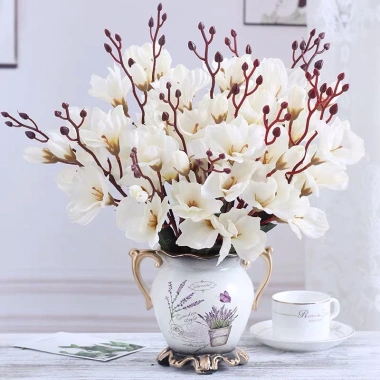 Hoa giả cành lẻ 5 nhánh 46cm - Hoa diên vĩ cao cấp, decor nhà cửa, chỉ 35.000₫